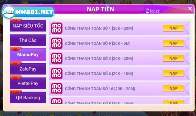 Nạp Tiền Ww88 Thông Qua Ví Điện Tử Nhanh Chóng & Hiệu Quả 1 Hướng dẫn nạp tiền ww88 thông qua ví điện tử