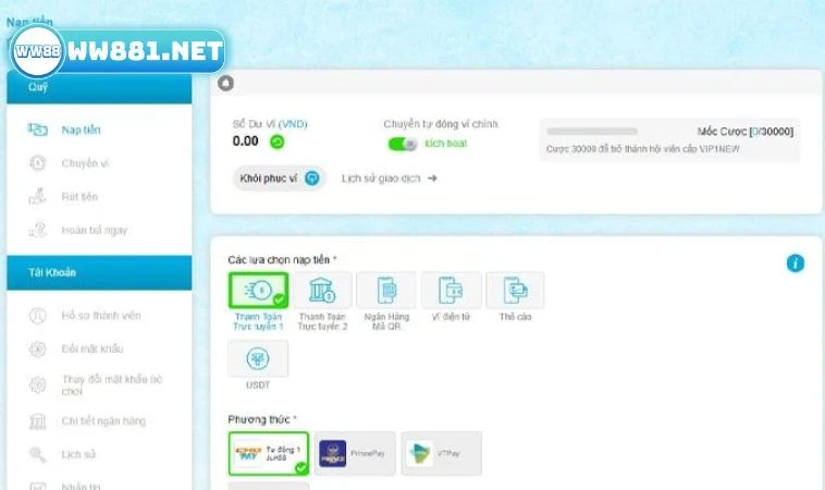 Cách Nạp Tiền Ww88 Bằng Internet Banking Siêu Nhanh 2 Lưu ý quan trọng khi nạp game bằng ngân hàng